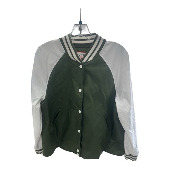 Hunter Jackets & Blazers - Hunter for Target Varsity Bomber Jacket M Green Stripe Satin Pockets Snap Front